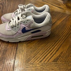 Nike Air Max 90 Womens Size 7.5 Shoes White Lapis Blue Low Top Lace Up Sneakers